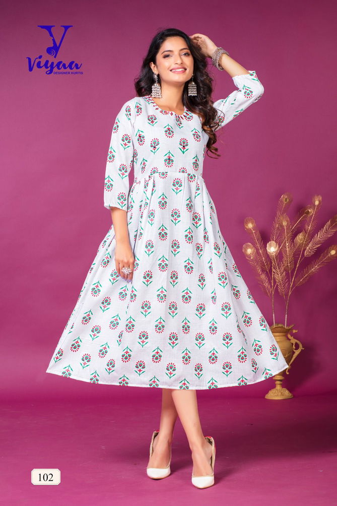 Viyaa Kit Kat Printed Cotton Anarakali Kurti Catalog
